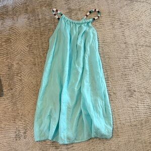 St. Tropez 100% Linen Coverup Dress with Beaded Straps